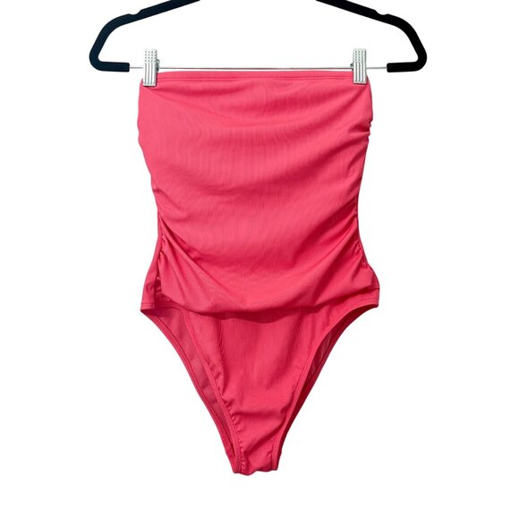 Shade & Shore Pink One-Piece Swimsuit M (8-10) High Cut Womens Swimwear - Picture 1 of 9